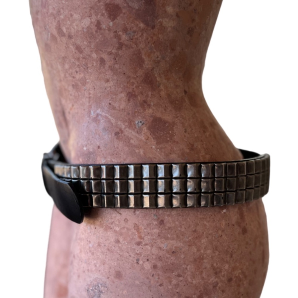 Y2K Black Manmade Grunge Style Leather Studded Belt